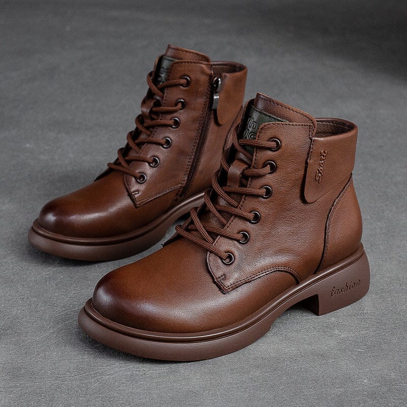 Autumn Retro Leather Minimalist Fashion Casual Boots