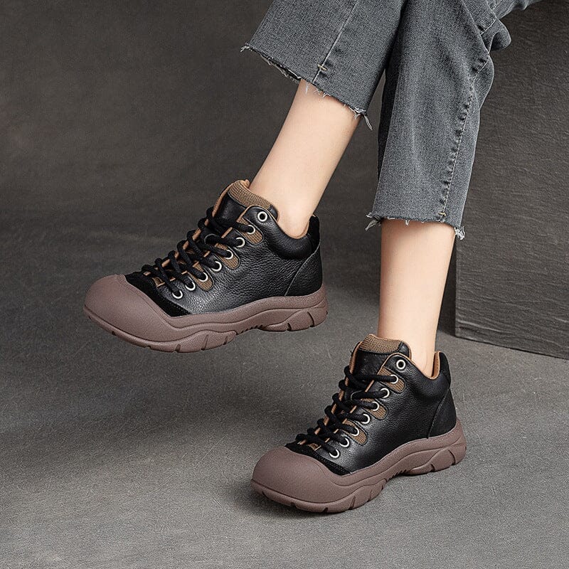 Autumn Retro Leather Patchwork Casual Shoes