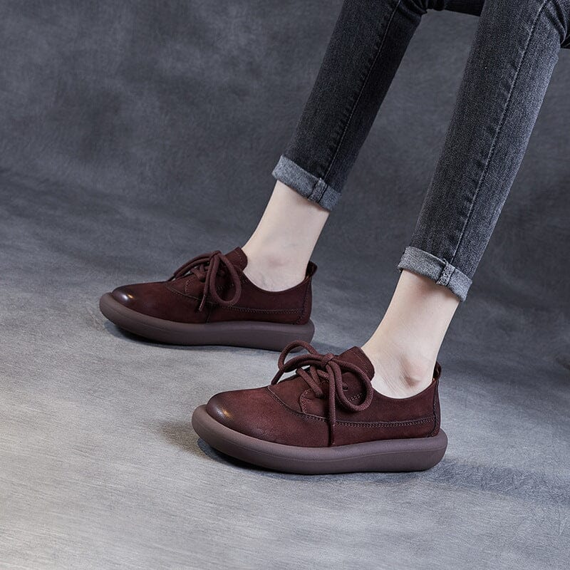 Autumn Retro Leather Soft Flat Casual Shoes