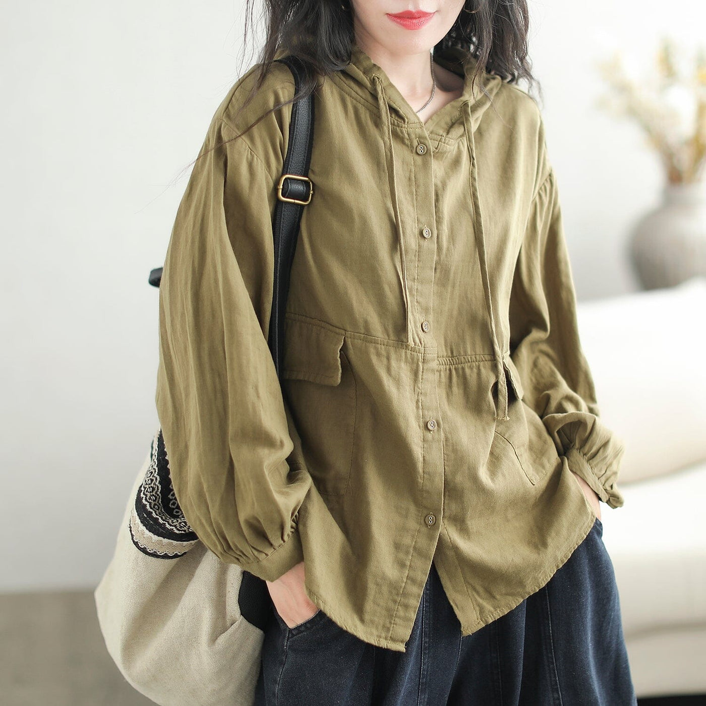 Autumn Retro Loose Cotton Casual Hoodie Aug 2023 New Arrival 