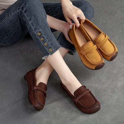 Autumn Retro Minimalist Leather Soft Loafers