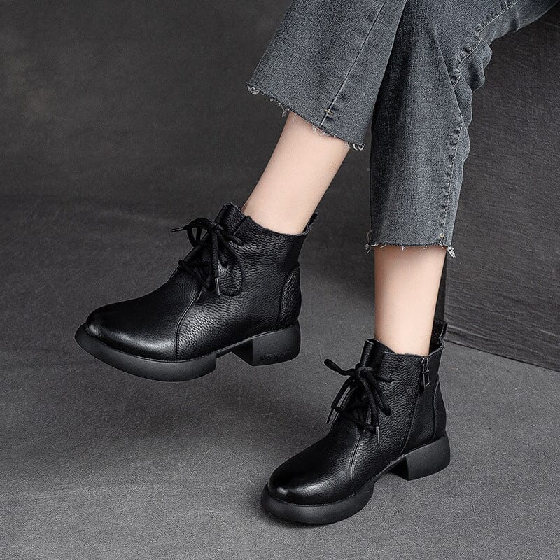 Autumn Retro Minimalist Soft Leather Boots – Babakud