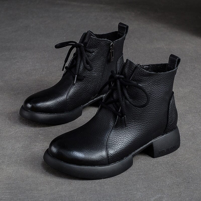 Autumn Retro Minimalist Soft Leather Boots Aug 2023 New Arrival Black 35 