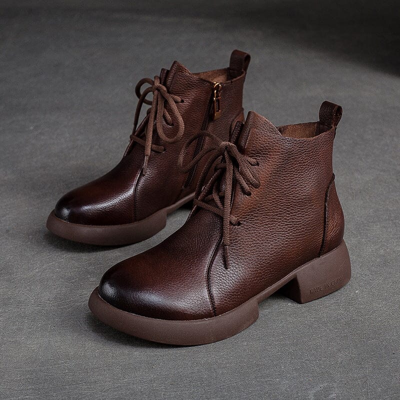 Autumn Retro Minimalist Soft Leather Boots Aug 2023 New Arrival Brown 35 
