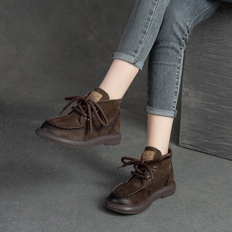 Autumn Retro Patchwork Leather Casual Boots