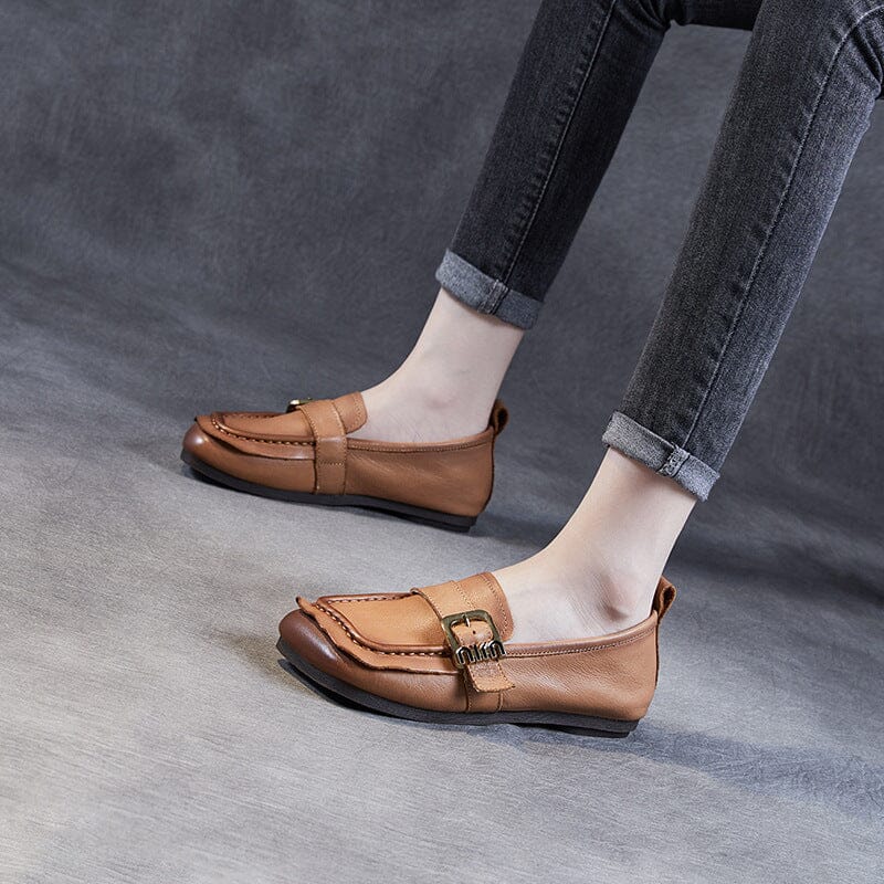 Autumn Retro Soft Leather Flat Casual Loafers Jul 2023 New Arrival 