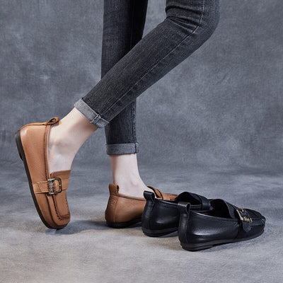 Autumn Retro Soft Leather Flat Casual Loafers