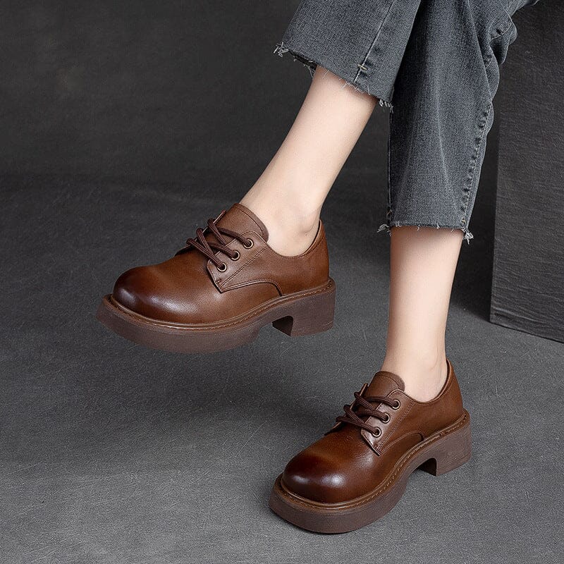 Autumn Retro Solid Handmade Leather Casual Shoes Aug 2023 New Arrival 