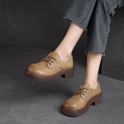 Autumn Retro Solid Handmade Leather Casual Shoes Aug 2023 New Arrival 
