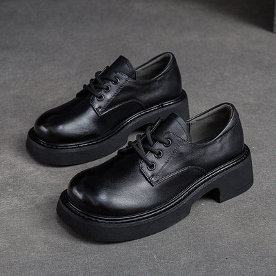 Autumn Retro Solid Handmade Leather Casual Shoes Aug 2023 New Arrival Black 35 