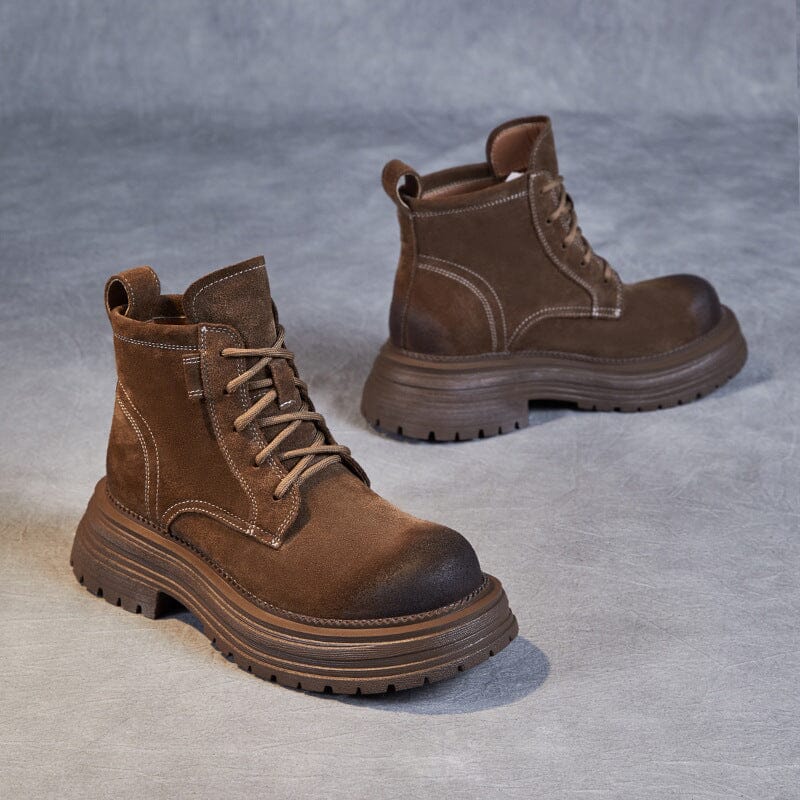 Autumn Retro Suede Leather Thick Soled Boots Oct 2023 New Arrival 