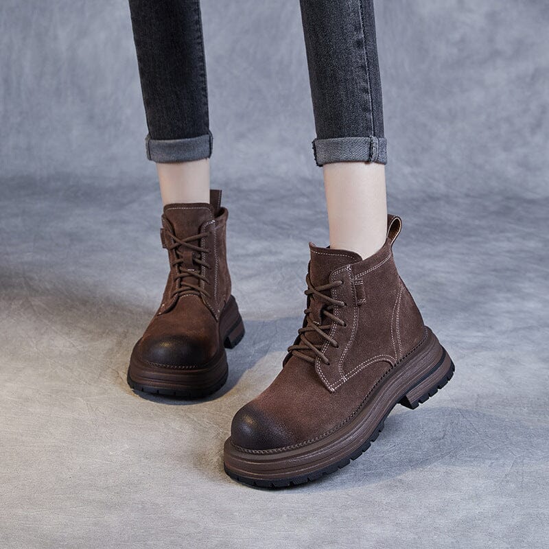 Autumn Retro Suede Leather Thick Soled Boots Oct 2023 New Arrival 