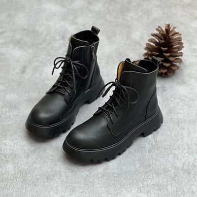 Autumn Retro Thick Sole Leather Casual Boots