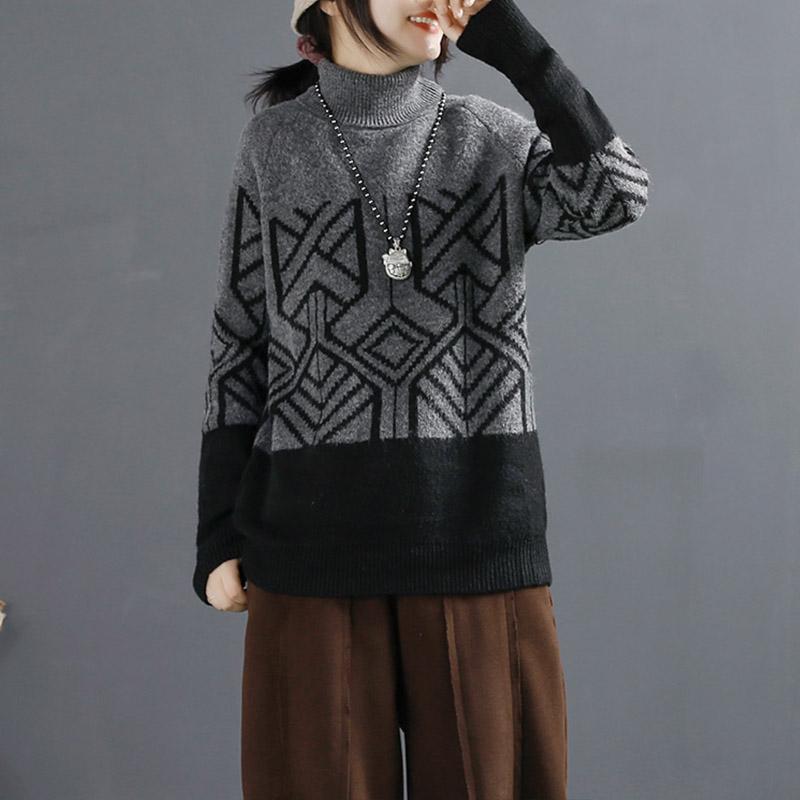 Autumn Retro Thick Turtleneck Knitted Sweater Oct 2021 New-Arrival Gray 