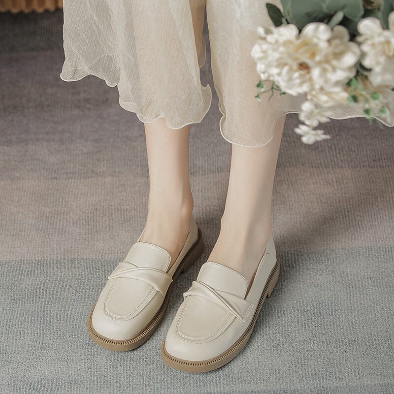 Autumn Soft Solid Leather Casual Flat Loafers Nov 2022 New Arrival 