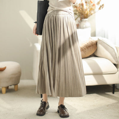 Autumn Solid Casual Pleated A-Line Dress Sep 2023 New Arrival 