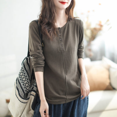 Autumn Solid Patchwork Casual Knitted Shirt