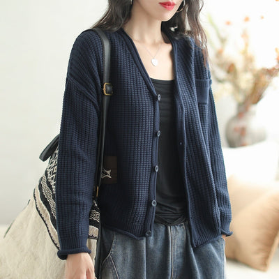 Autumn Stylish Casual Knitted Patchwork Cardigan