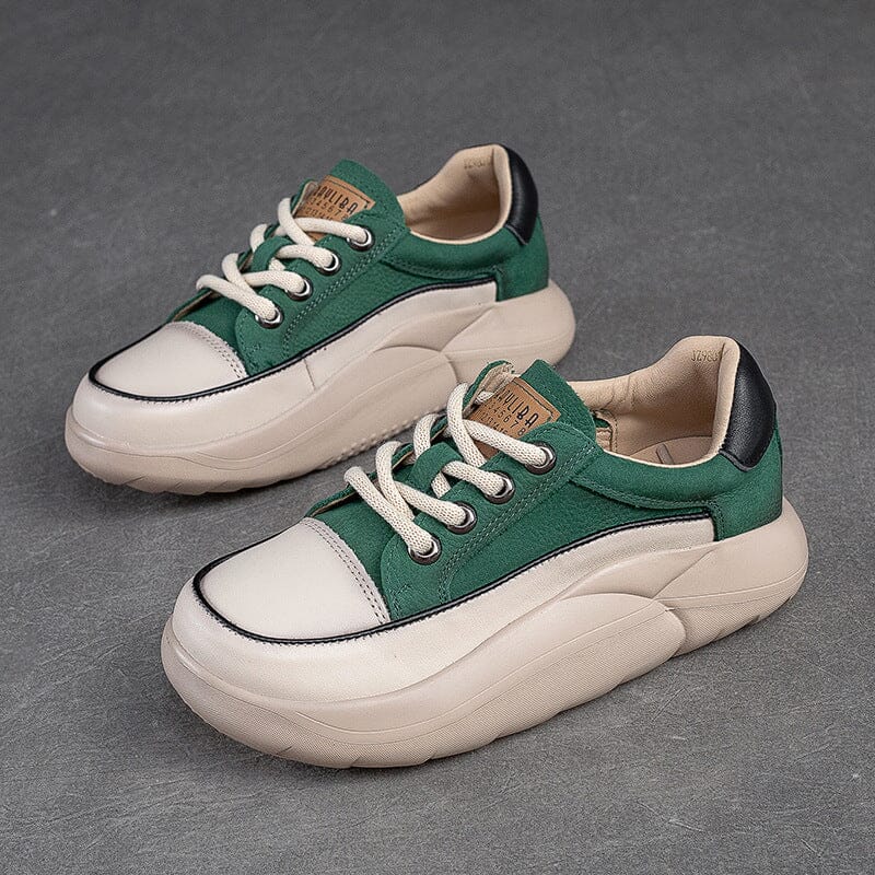 Autumn Stylish Color Matching Leather Casual Shoes