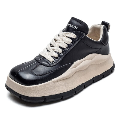 Autumn Stylish Leather Thick Soled Casual Shoes