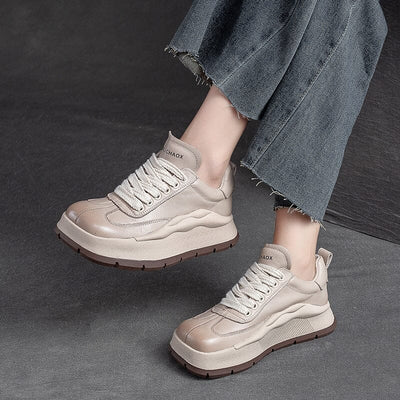 Autumn Stylish Leather Thick Soled Casual Shoes Aug 2023 New Arrival 