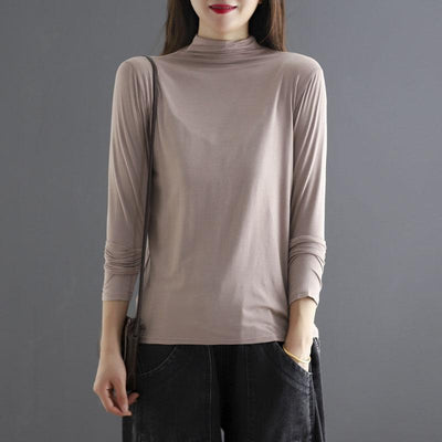 Autumn Turtleneck Cotton Elastic Long Sleeve T-Shirt