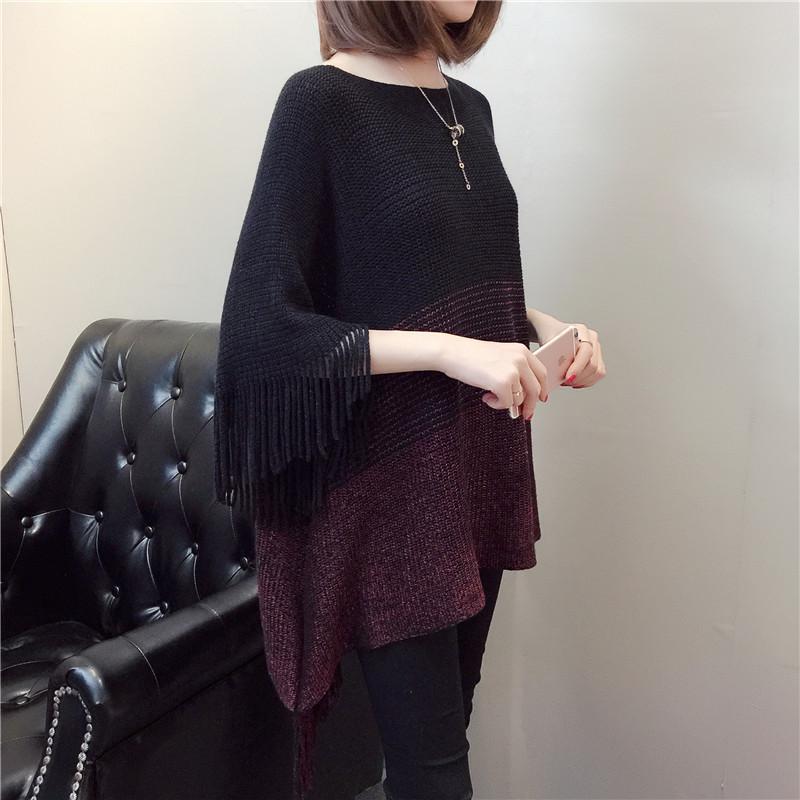 Autumn Vintage Knitted Tassels Shawl Jan 2021-New Arrival Free Size Black 