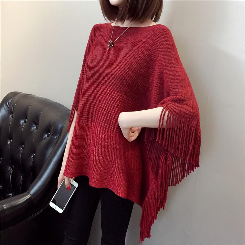 Autumn Vintage Knitted Tassels Shawl Jan 2021-New Arrival Free Size Red 