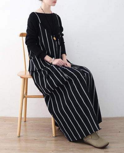 Autumn Vintage Loose Plus Size Striped Dress - Babakud