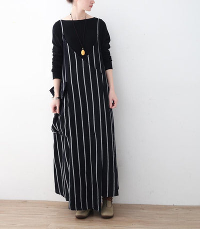 Autumn Vintage Loose Plus Size Striped Dress - Babakud