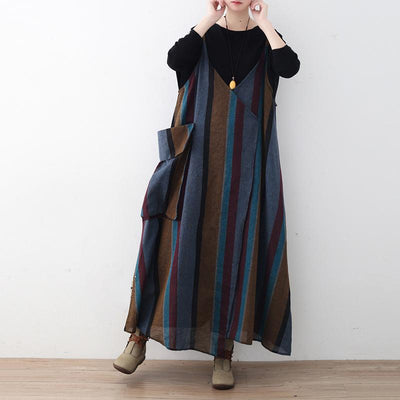 Vintage Loose Plus Size Striped Dress