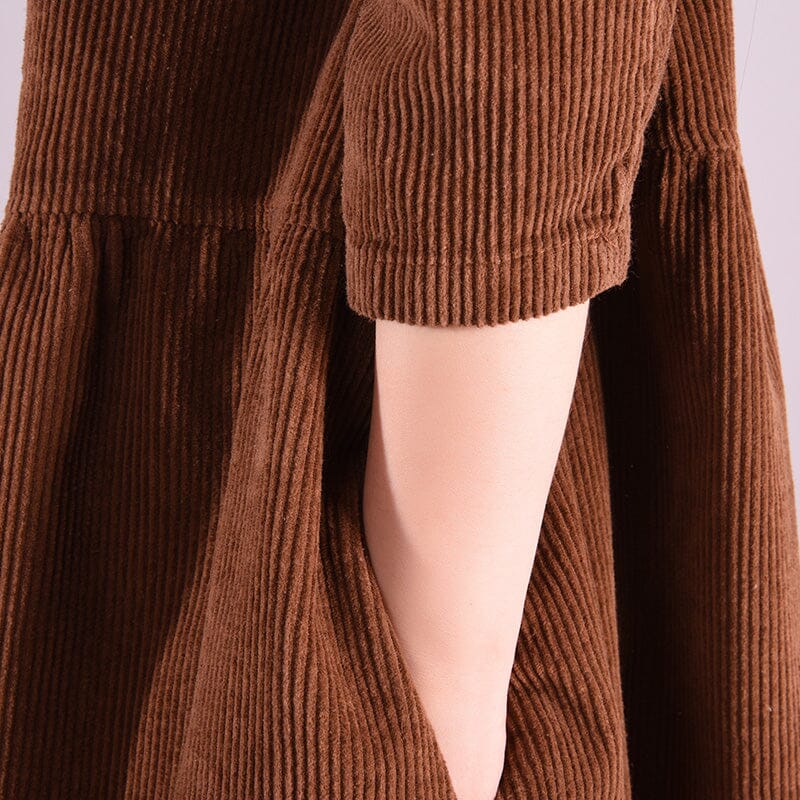 Autumn Winter Casual Corduroy Solid Dress
