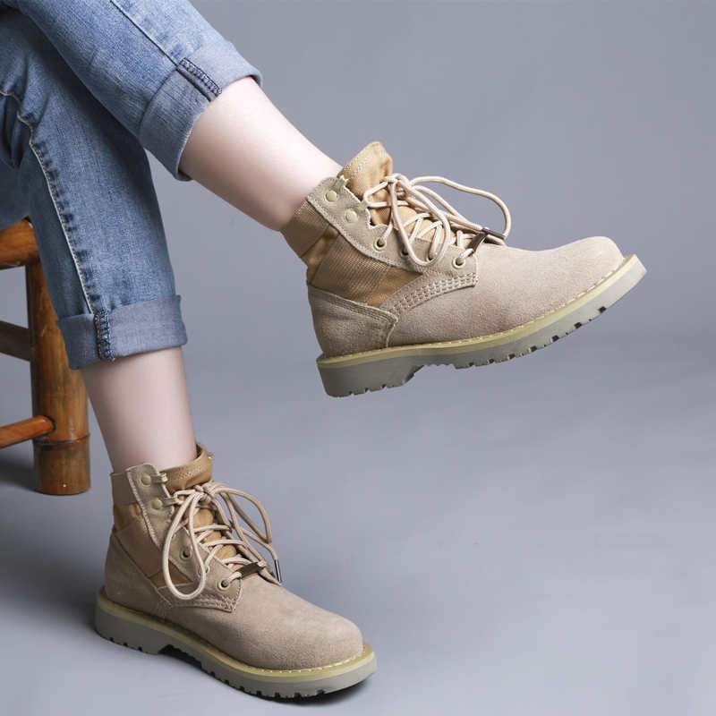 Autumn Winter Casual Leather Canvas Martin Boots 35-44 2019 May New 