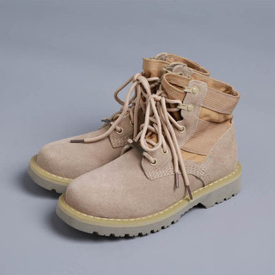Autumn Winter Casual Leather Canvas Martin Boots 35-44