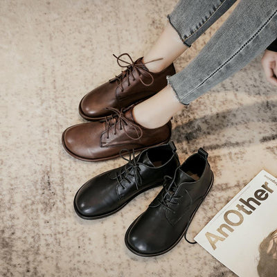 Autumn Winter Leather Comfortable Lace-up Shoes