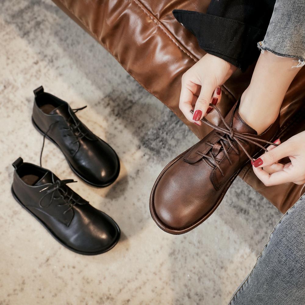Autumn Winter Leather Comfortable Lace-up Shoes