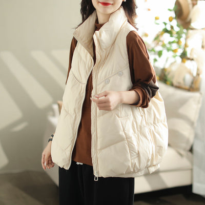 Women Autumn Winter Loose Duck Down Warm Vest
