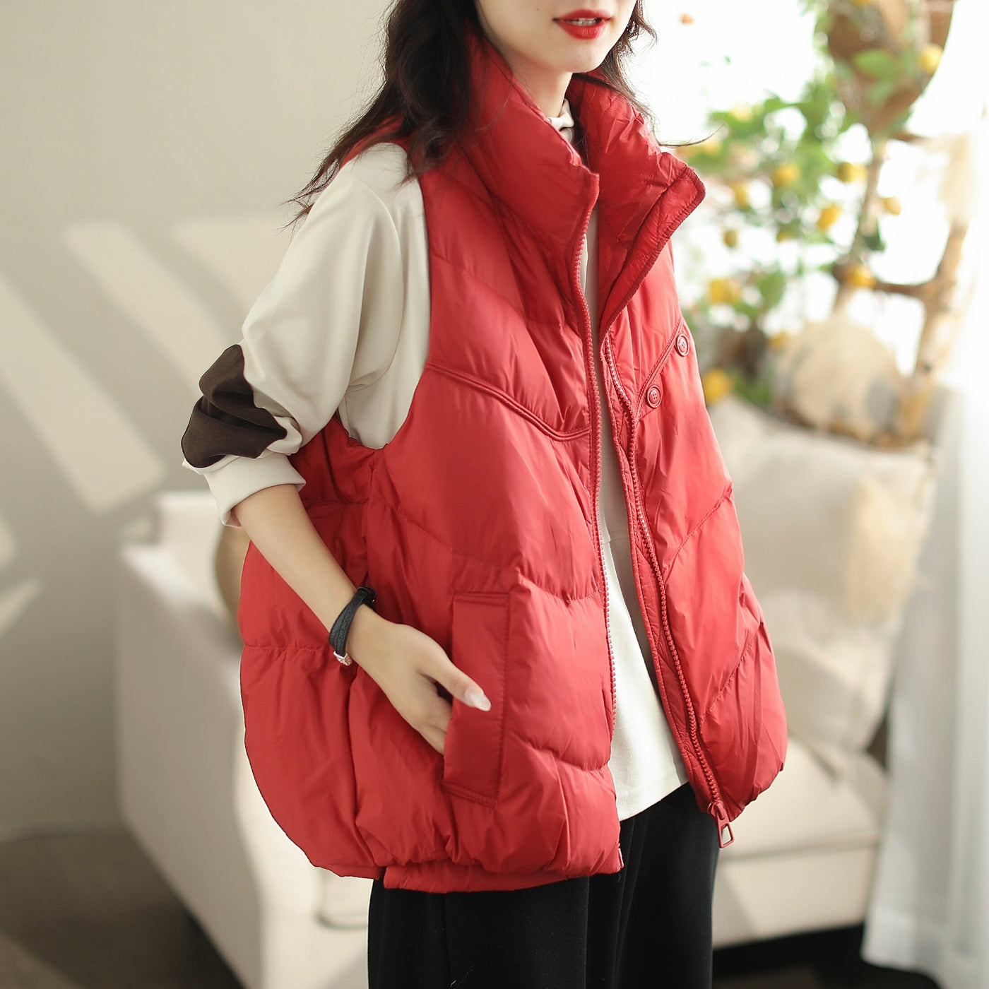 Women Autumn Winter Loose Duck Down Warm Vest