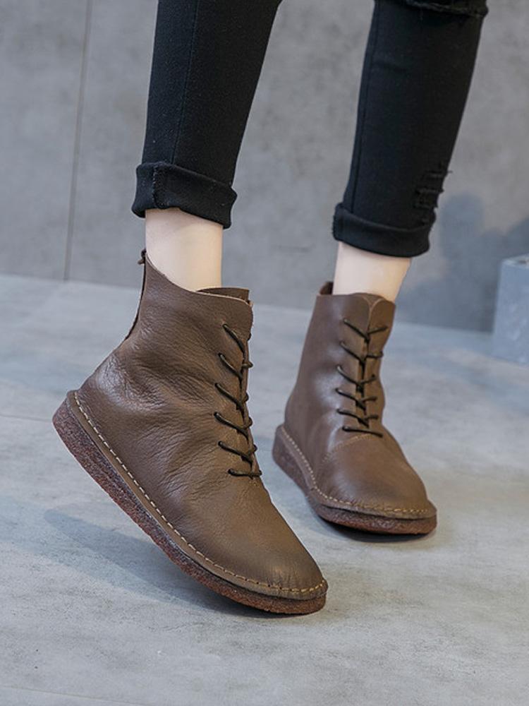 Autumn Winter Original Handmade Female Leather Women Boots 2019 March New 