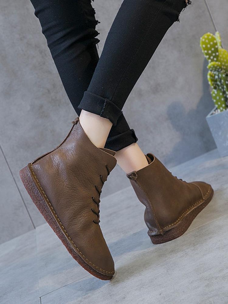 Autumn Winter Original Handmade Female Leather Women Boots 2019 March New 