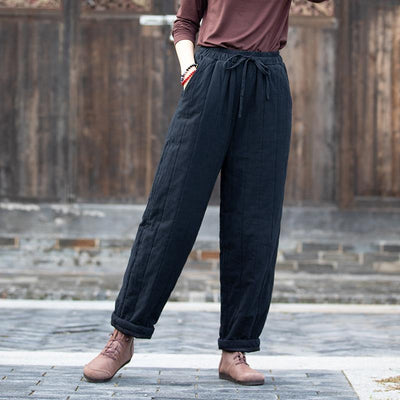 Autumn Winter Retro Casual Cotton Quilted Pants