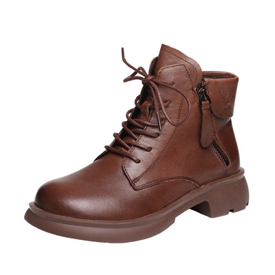 Autumn Winter Retro Cowhide Leather Handmade Boots