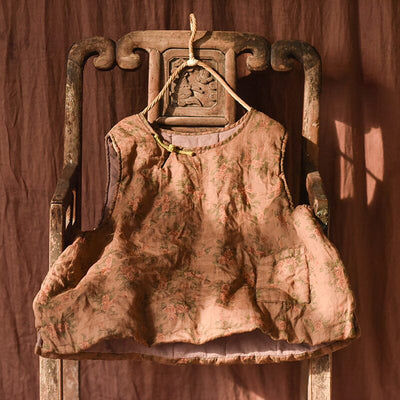 Autumn Winter Retro Floral Loose Padded Linen Vest