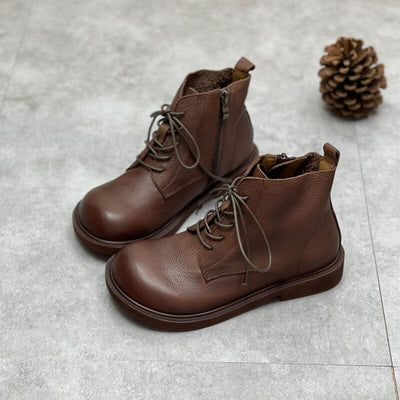 Autumn Winter Retro Leather Flat Boots Dec 2022 New Arrival 
