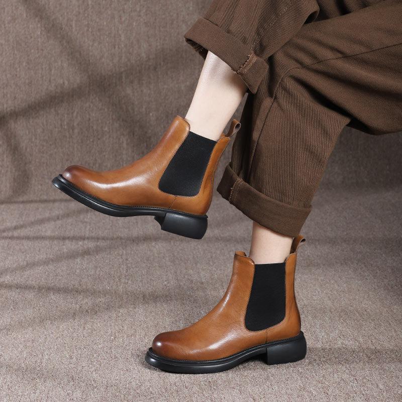 Autumn Winter Retro Leather Handmade Ankle Boots