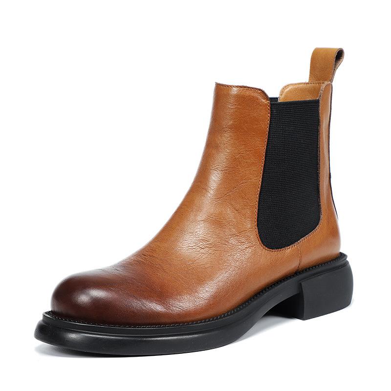 Autumn Winter Retro Leather Handmade Ankle Boots Nov 2021 New Arrival 