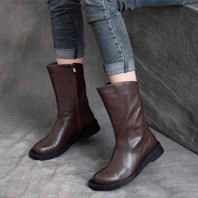 Autumn Winter Retro Leather Mid-tube Short Boots Jan 2021-New Arrival 