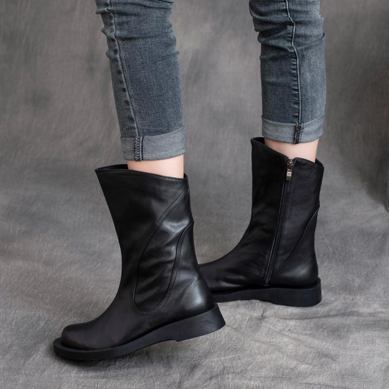 Autumn Winter Retro Leather Mid-tube Short Boots Jan 2021-New Arrival 