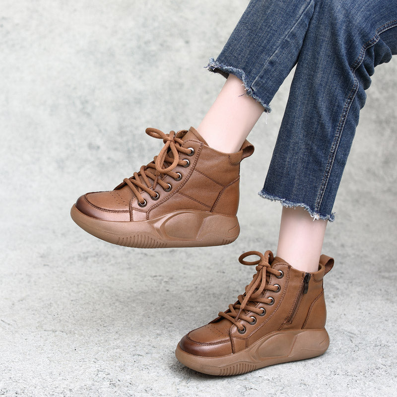 Autumn Winter Retro Leather Thick Sole Boots Oct 2022 New Arrival 