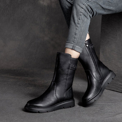 Autumn Winter Retro Leather Words Printed Boots